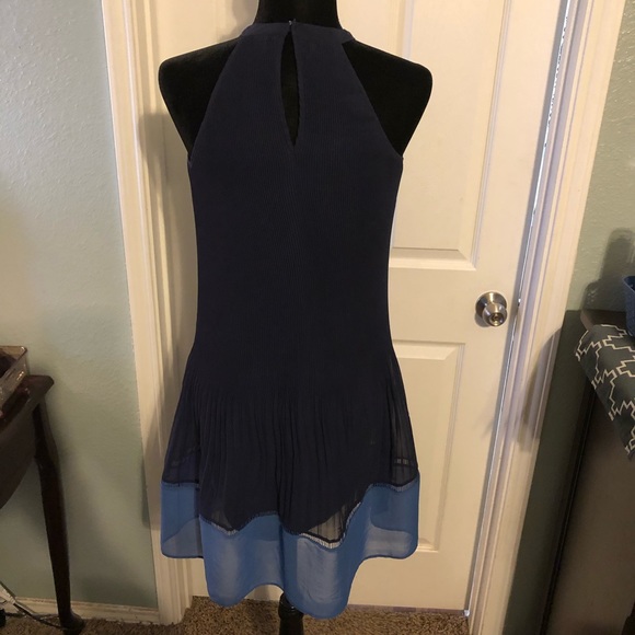 H&M Halter Neck Pleated Colour Block Dress - Picture 4 of 8